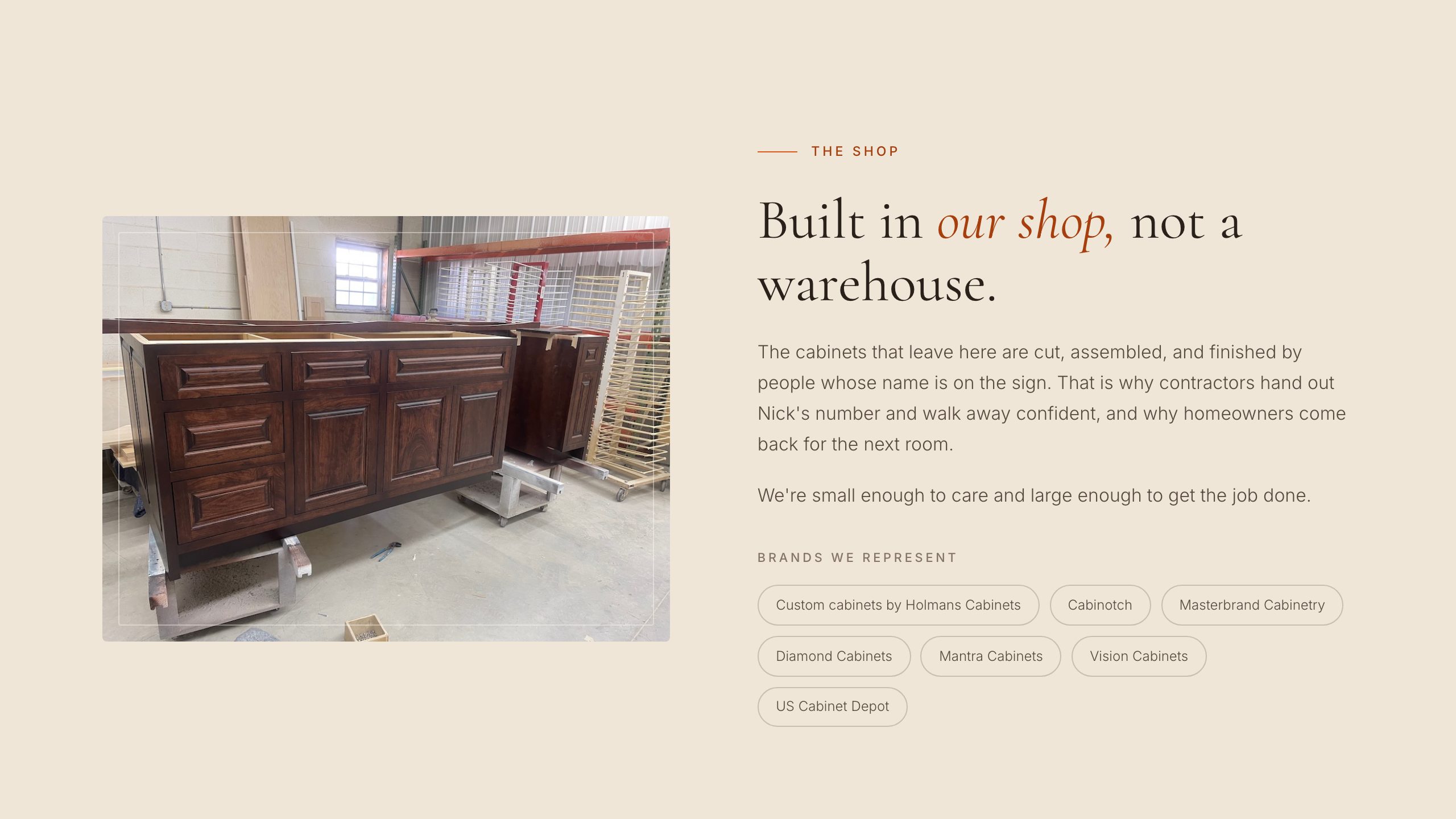 The shop section of the new homepage